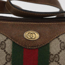 GUCCI GG Supreme Web Sherry Line Shoulder Bag PVC Beige Gold Auth 178890-17