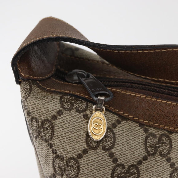 GUCCI GG Supreme Web Sherry Line Shoulder Bag PVC Beige Gold Auth 178890