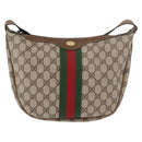 GUCCI GG Supreme Web Sherry Line Shoulder Bag PVC Beige Gold Auth 178890-13