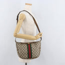 GUCCI GG Supreme Web Sherry Line Shoulder Bag PVC Beige Gold Auth 178890-22