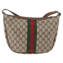GUCCI GG Supreme Web Sherry Line Shoulder Bag PVC Beige Gold Auth 178890-2
