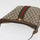 GUCCI GG Supreme Web Sherry Line Shoulder Bag PVC Beige Gold Auth 178890-6