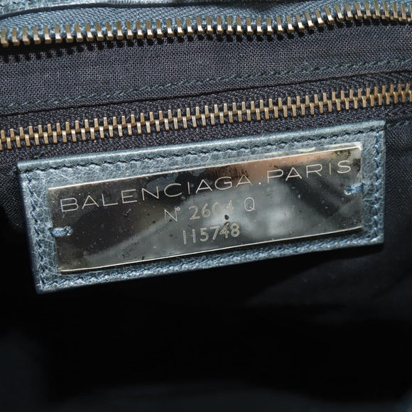 BALENCIAGA The City Hand Bag Leather Green Auth 178891V