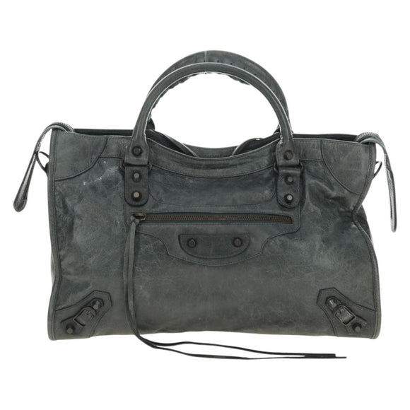 BALENCIAGA The City Hand Bag Leather Green Auth 178891V