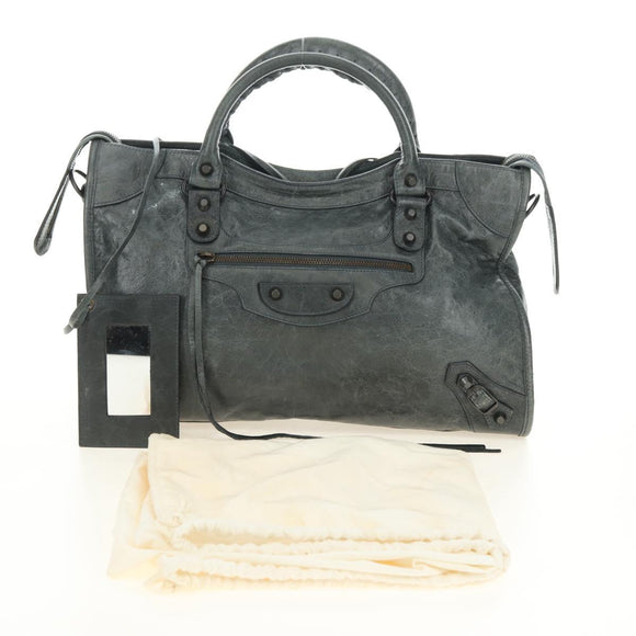 BALENCIAGA The City Hand Bag Leather Green Auth 178891V