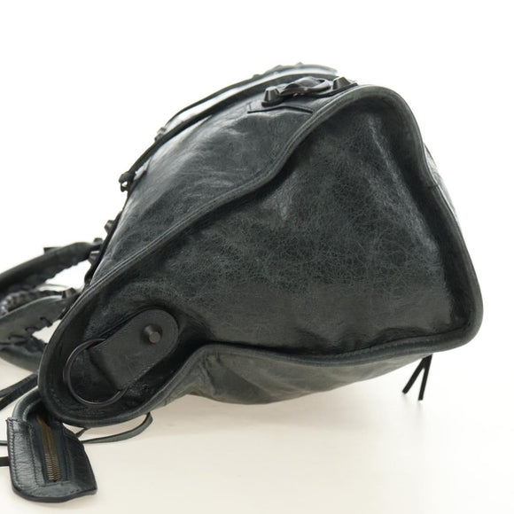 BALENCIAGA The City Hand Bag Leather Green Auth 178891V