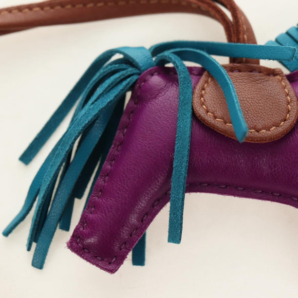 HERMES Rodeo PM Charm Leather Purple Auth 178894M