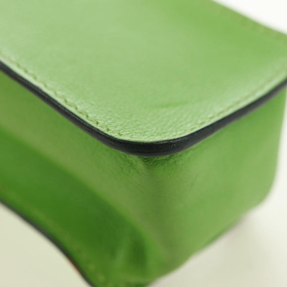 HERMES Stifteetui Leder Grün Gold Auth 178895M