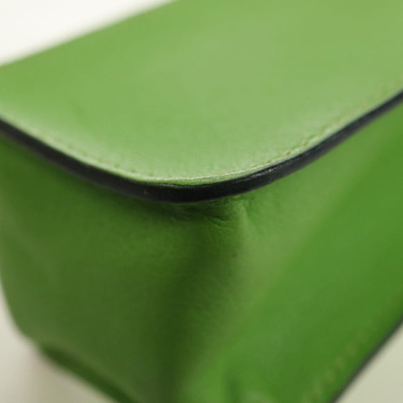HERMES Stifteetui Leder Grün Gold Auth 178895M