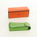 HERMES Stifteetui Leder Grün Gold Auth 178895M-12