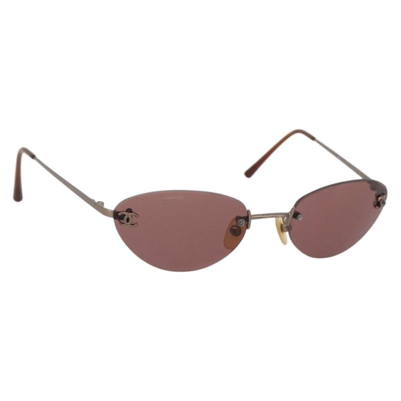 CHANEL COCO Mark Sunglasses Metal Bronze CC Auth 178896A