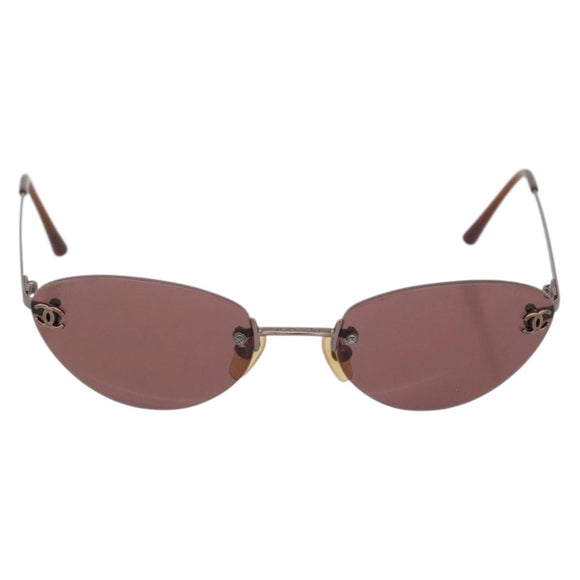 CHANEL COCO Mark Sunglasses Metal Bronze CC Auth 178896A
