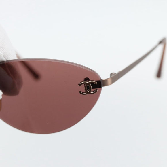 CHANEL COCO Mark Sunglasses Metal Bronze CC Auth 178896A