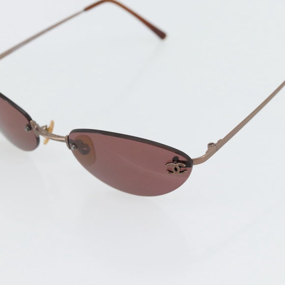 CHANEL COCO Mark Sunglasses Metal Bronze CC Auth 178896A