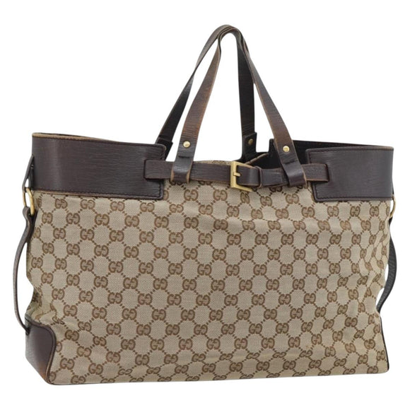 GUCCI GG Canvas Handtasche Beige Gold 106251 Auth 178897