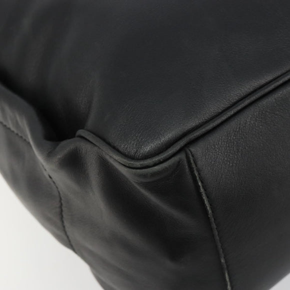 CELINE Shoulder Bag Leather Black Gold Auth 178898A
