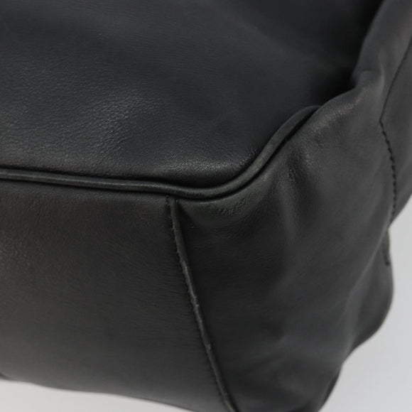 CELINE Shoulder Bag Leather Black Gold Auth 178898A