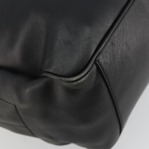 CELINE Shoulder Bag Leather Black Gold Auth 178898A