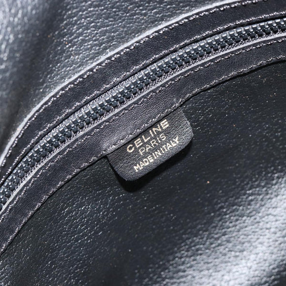 CELINE Shoulder Bag Leather Black Gold Auth 178898A