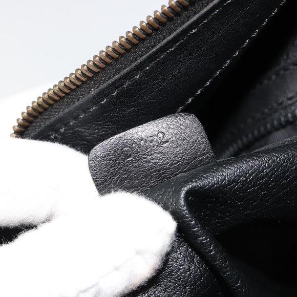 CELINE Shoulder Bag Leather Black Gold Auth 178898A