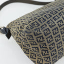 FENDI Zucchino Canvas Mamma Baguette Shoulder Bag Black Brown Auth 178902-16