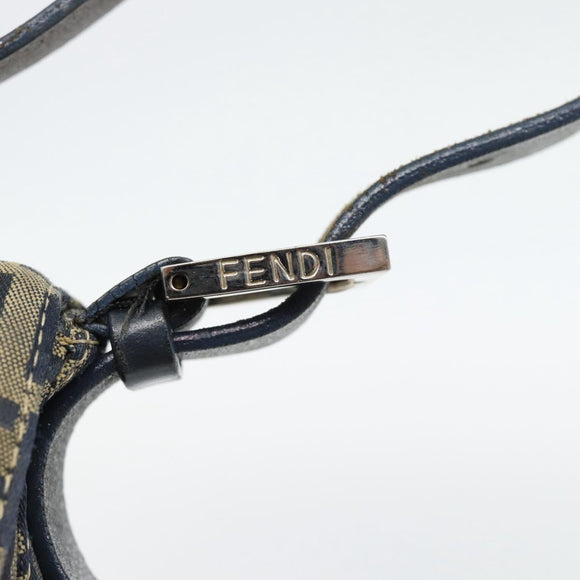 FENDI Zucchino Canvas Mamma Baguette Shoulder Bag Black Brown Auth 178902