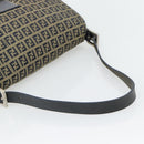 FENDI Zucchino Canvas Mamma Baguette Shoulder Bag Black Brown Auth 178902-7