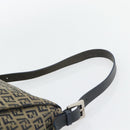 FENDI Zucchino Canvas Mamma Baguette Shoulder Bag Black Brown Auth 178902-8