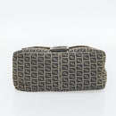 FENDI Zucchino Canvas Mamma Baguette Shoulder Bag Black Brown Auth 178902-5