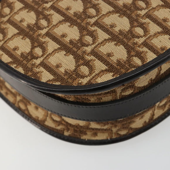 Christian Dior Trotter Canvas Shoulder Bag Beige Gold Auth 178904