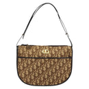 Christian Dior Trotter Canvas Shoulder Bag Beige Gold Auth 178904-13