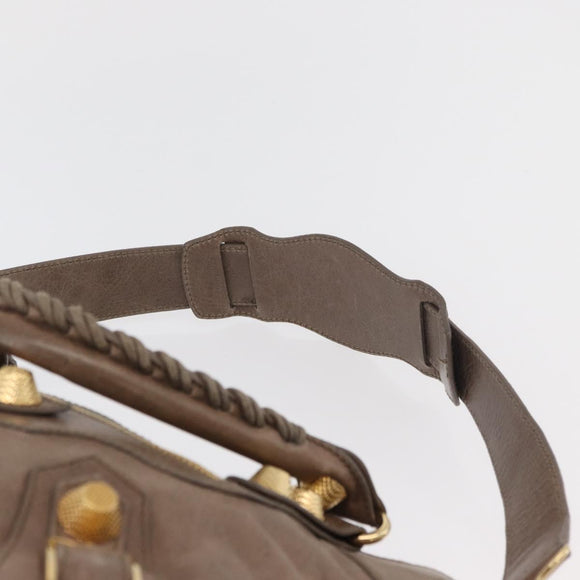BALENCIAGA The Giant City Hand Bag Leather 2way Beige Gold 173084 Auth 178905SAM