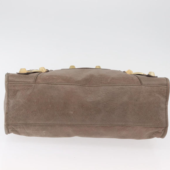 BALENCIAGA The Giant City Hand Bag Leather 2way Beige Gold 173084 Auth 178905SAM