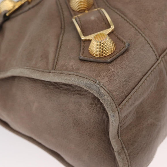 BALENCIAGA The Giant City Hand Bag Leather 2way Beige Gold 173084 Auth 178905SAM