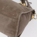 BALENCIAGA The Giant City Hand Bag Leather 2way Beige Gold 173084 Auth 178905SAM-17