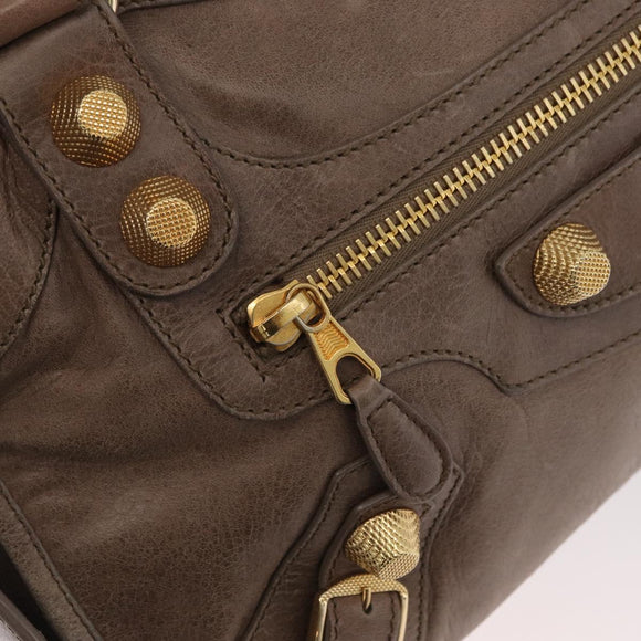 BALENCIAGA The Giant City Hand Bag Leather 2way Beige Gold 173084 Auth 178905SAM