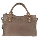 BALENCIAGA The Giant City Hand Bag Leather 2way Beige Gold 173084 Auth 178905SAM-2