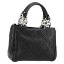 Salvatore Ferragamo Hand Bag Leather Black Silver Auth 178908A-1