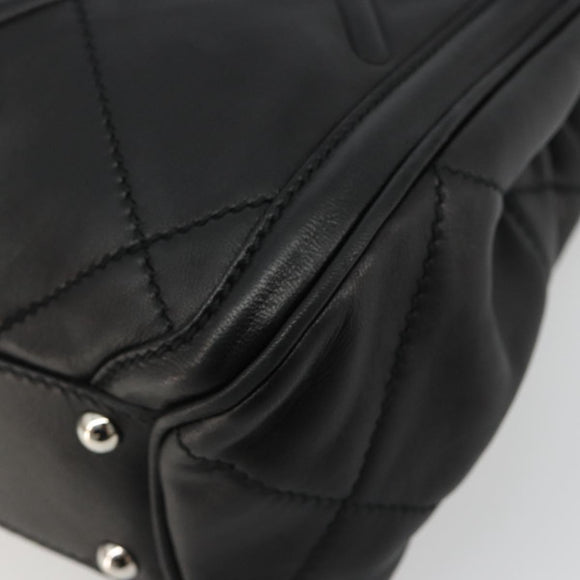 Salvatore Ferragamo Hand Bag Leather Black Silver Auth 178908A