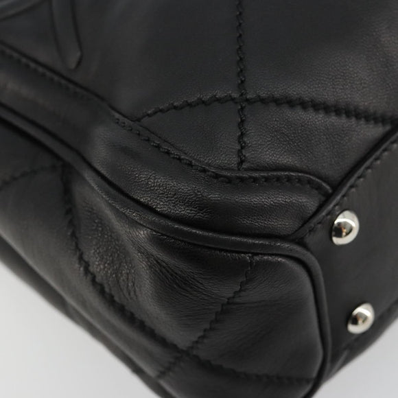 Salvatore Ferragamo Hand Bag Leather Black Silver Auth 178908A