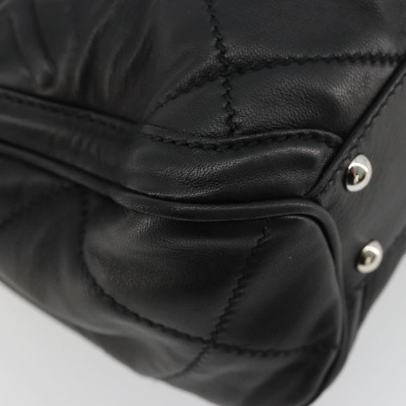Salvatore Ferragamo Hand Bag Leather Black Silver Auth 178908A
