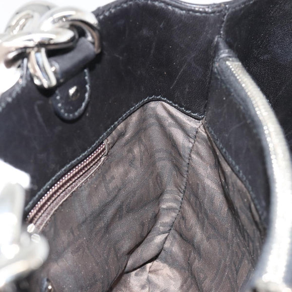 Salvatore Ferragamo Hand Bag Leather Black Silver Auth 178908A