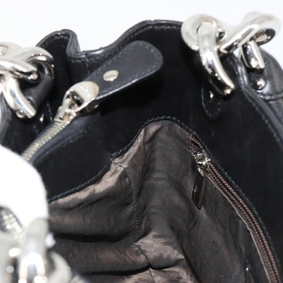 Salvatore Ferragamo Hand Bag Leather Black Silver Auth 178908A