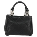 Salvatore Ferragamo Hand Bag Leather Black Silver Auth 178908A-2