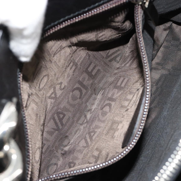 Salvatore Ferragamo Hand Bag Leather Black Silver Auth 178908A