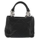 Salvatore Ferragamo Hand Bag Leather Black Silver Auth 178908A-3