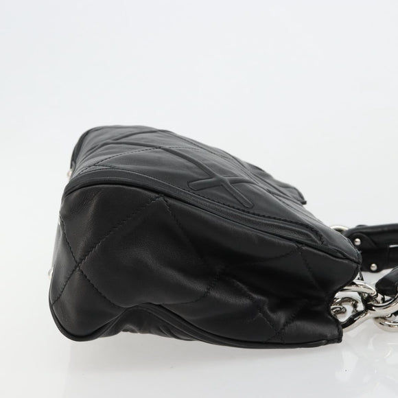 Salvatore Ferragamo Hand Bag Leather Black Silver Auth 178908A