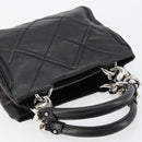 Salvatore Ferragamo Hand Bag Leather Black Silver Auth 178908A-6