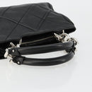 Salvatore Ferragamo Hand Bag Leather Black Silver Auth 178908A-7