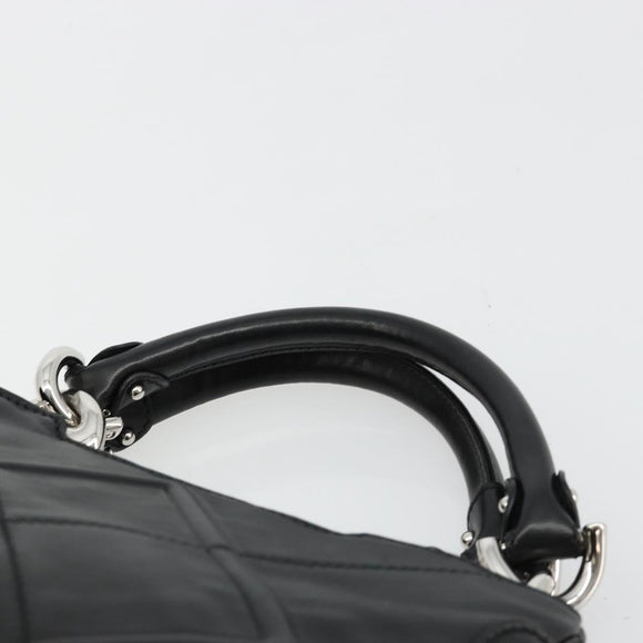 Salvatore Ferragamo Hand Bag Leather Black Silver Auth 178908A